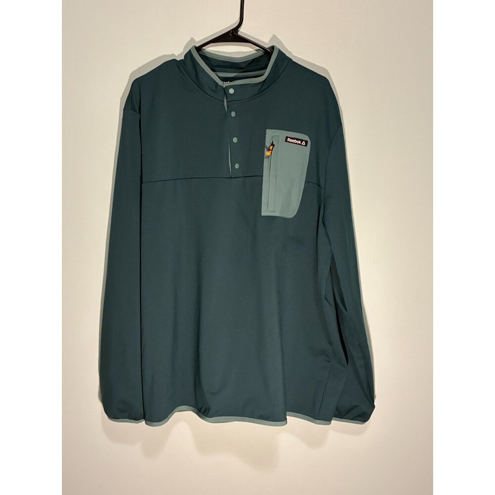 Reebok Men's Freedom Mock Neck Snap Pullover Sea Moss Green XXL NWOT